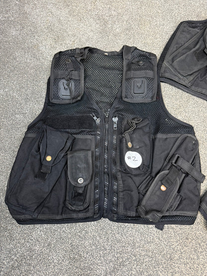 3x Ex Police Black Utility Tac Vest Job Lot Security Equipment Patrol Vests
