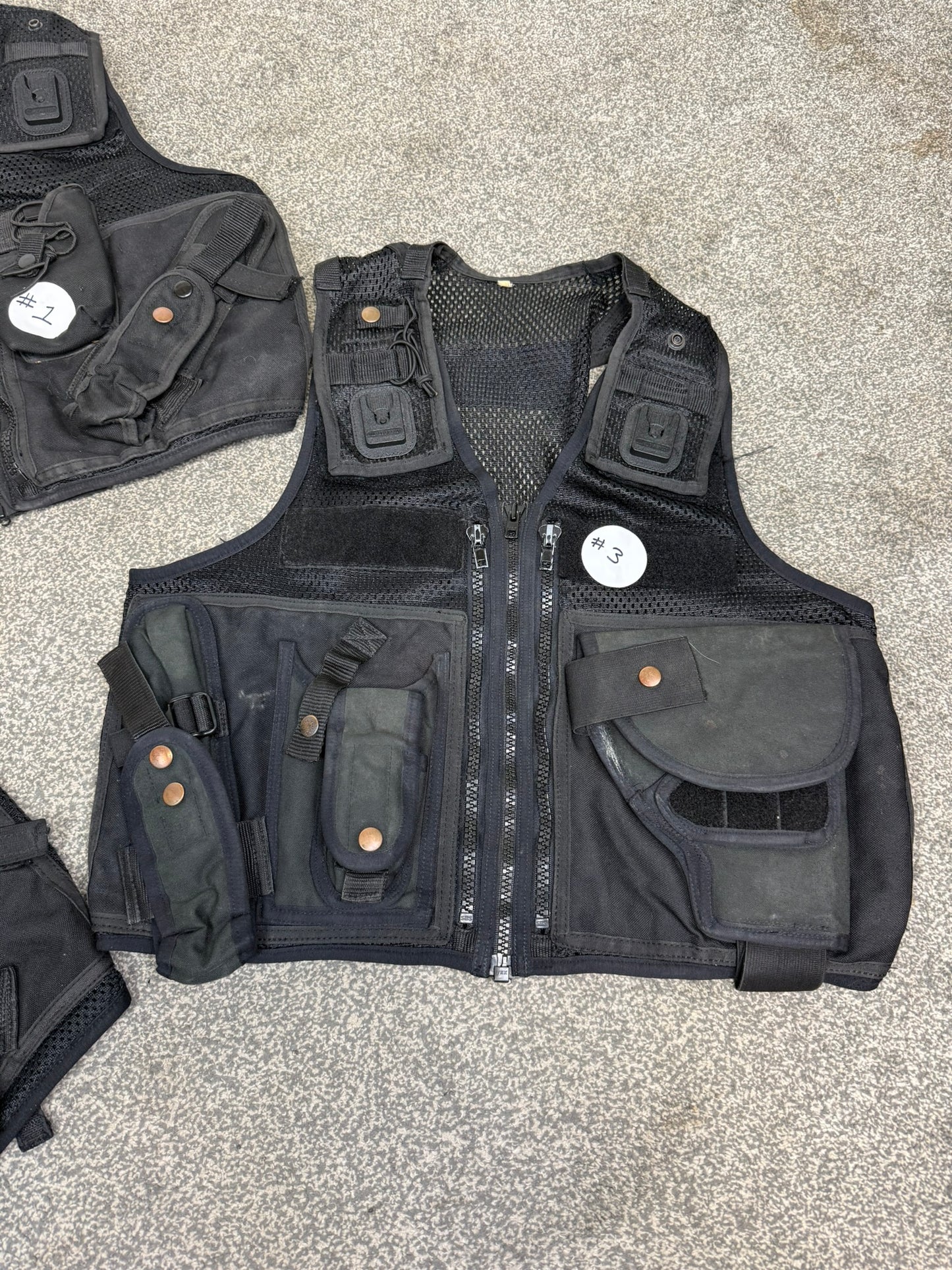 3x Ex Police Black Utility Tac Vest Job Lot Security Equipment Patrol Vests