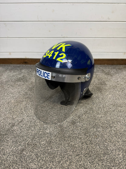 Ex Police Riot Helmet Defender Badged Collectable Display Airsoft Paintball