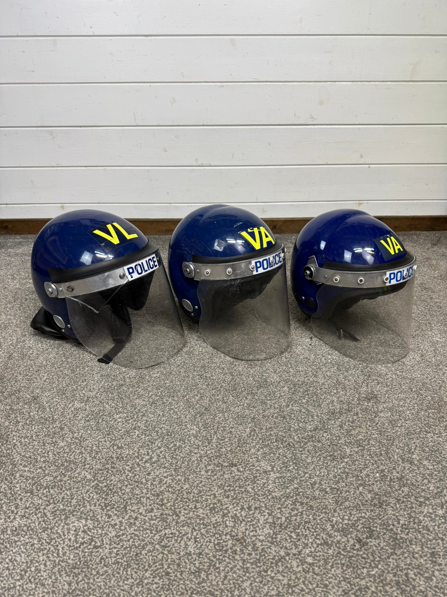 3x Ex Police Riot Helmet Job Lot Spares / Repair Film TV Prop Paintball Airsoft