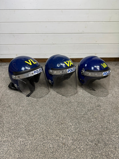 3x Ex Police Riot Helmet Job Lot Spares / Repair Film TV Prop Paintball Airsoft
