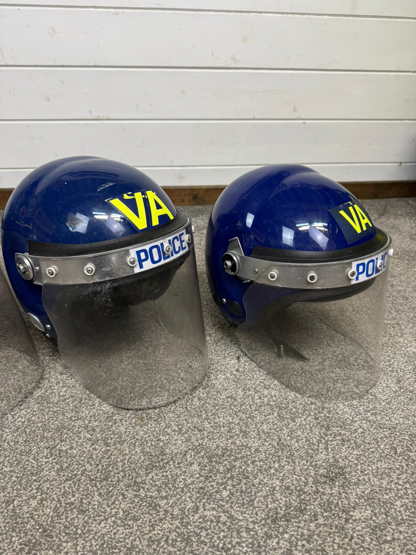 3x Ex Police Riot Helmet Job Lot Spares / Repair Film TV Prop Paintball Airsoft