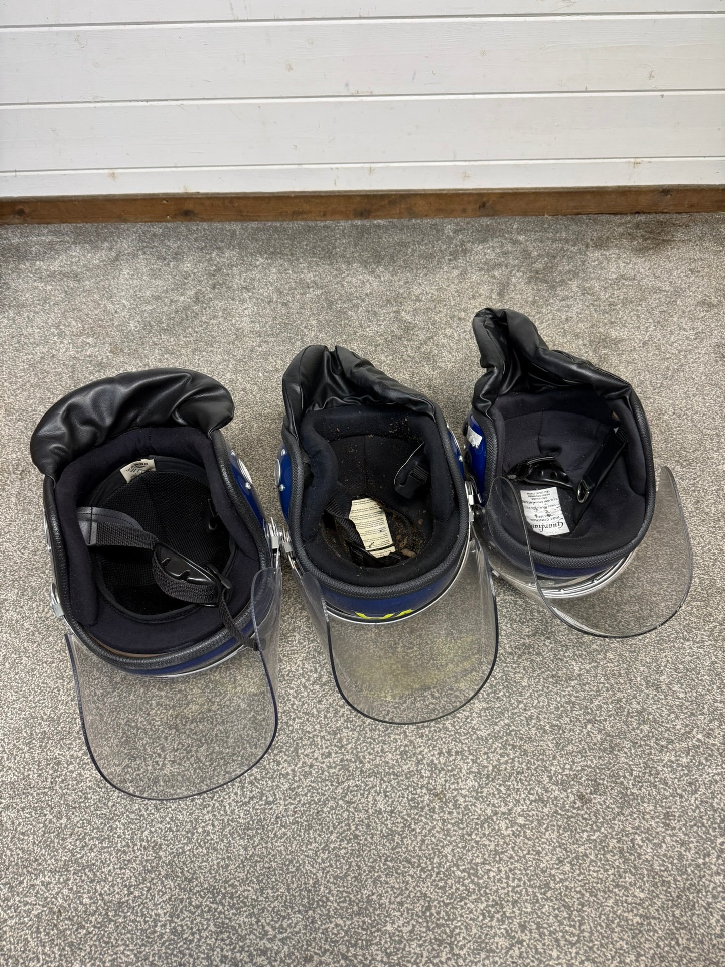 3x Ex Police Riot Helmet Job Lot Spares / Repair Film TV Prop Paintball Airsoft