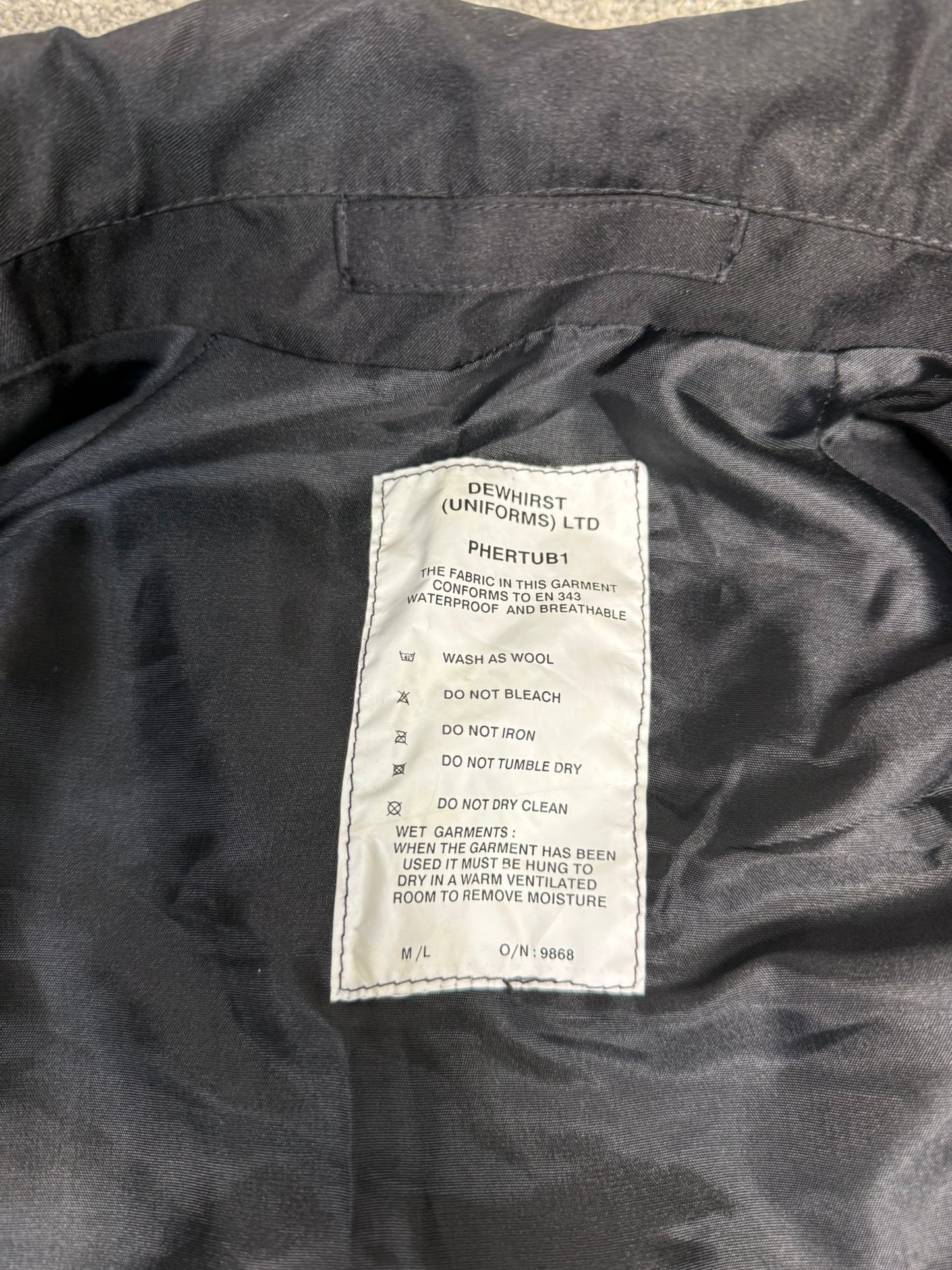 Ex Police Black Bomber Jacket Waterproof & Breathable - Medium Security Walking Work