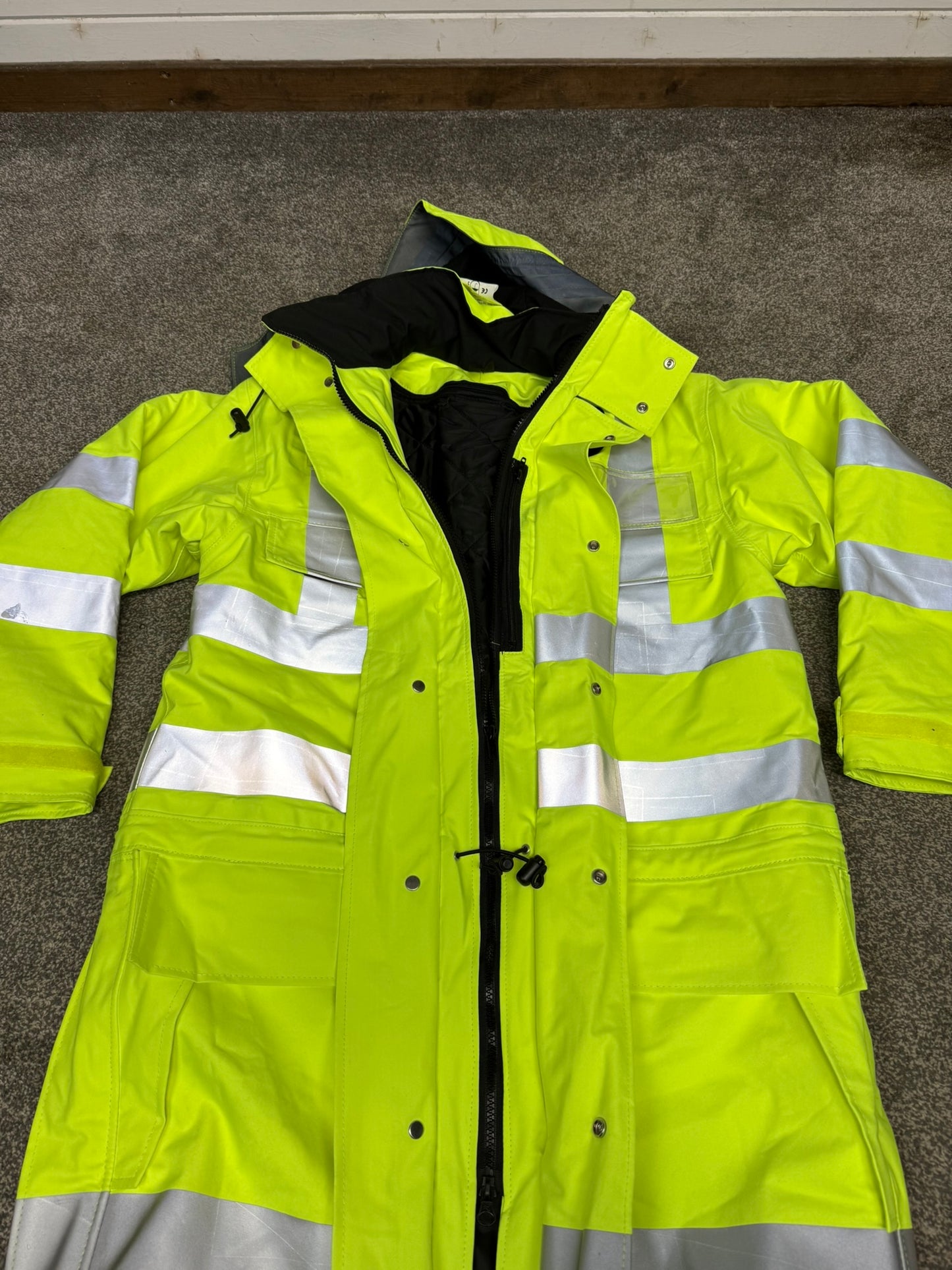 Ex Police Hi Vis Waterproof Jacket Anorak Quilted - X SMALL Security Recovery Dog Walking