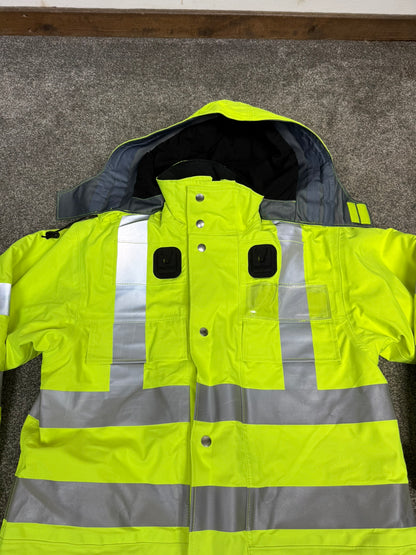 Ex Police Hi Vis Waterproof Jacket Anorak Quilted - X SMALL Security Recovery Dog Walking