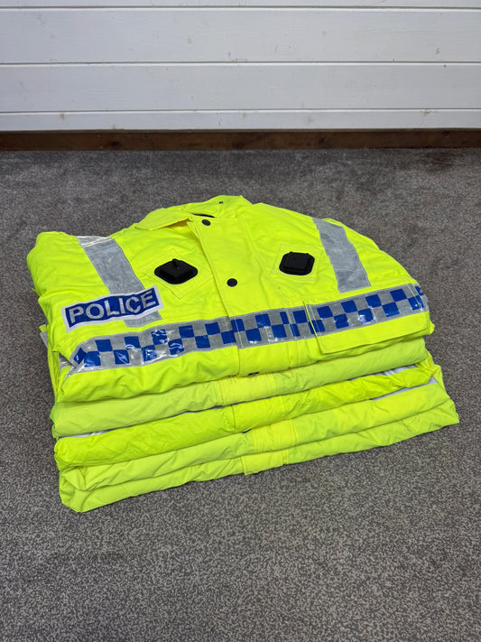 5x Ex Police Hi-Vis Waterproof Quilted Jacket Coat Job Lot BADGED Mixed Bundle