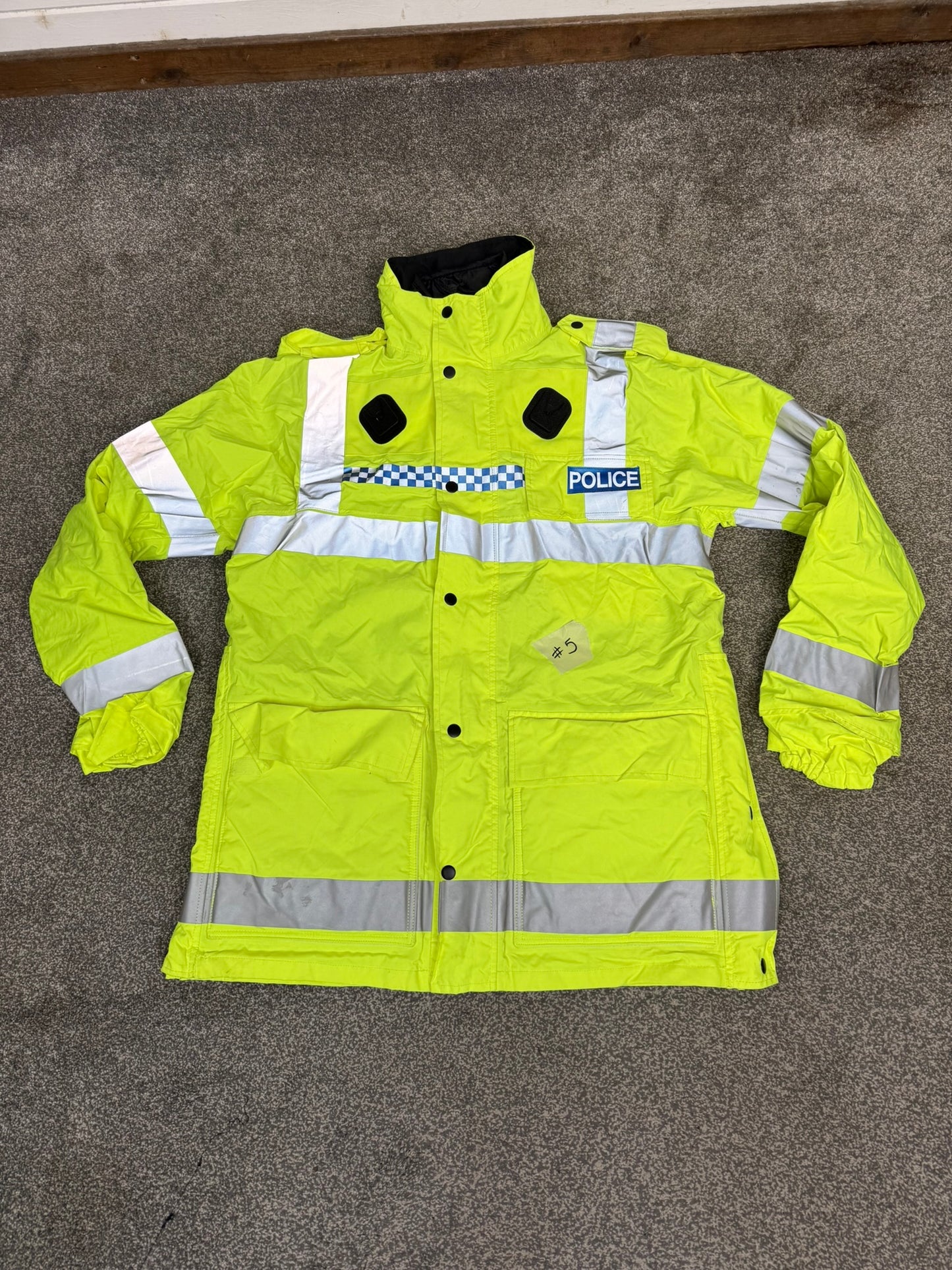 5x Ex Police Hi-Vis Waterproof Quilted Jacket Coat Job Lot BADGED Mixed Bundle