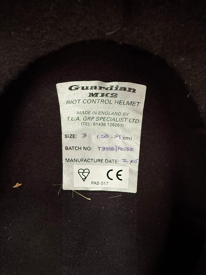 Ex Police Riot Helmet Guardian Mk2 58-59cm Collectable Display Airsoft Paintball