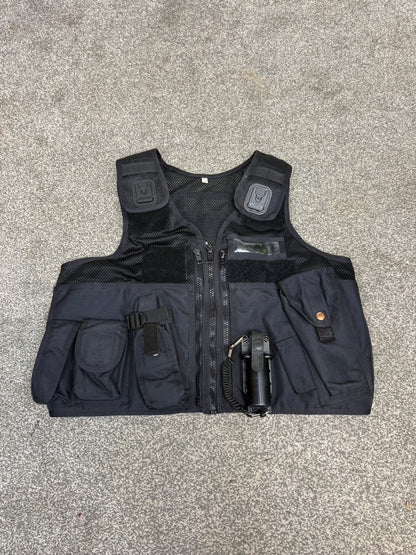 Ex Police Black Arktis Tactical Utility Vest & Pouches Security Airsoft - LARGE