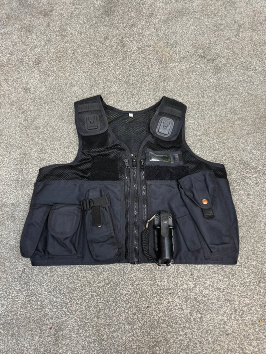 Ex Police Black Arktis Tactical Utility Vest & Pouches Security Airsoft - LARGE