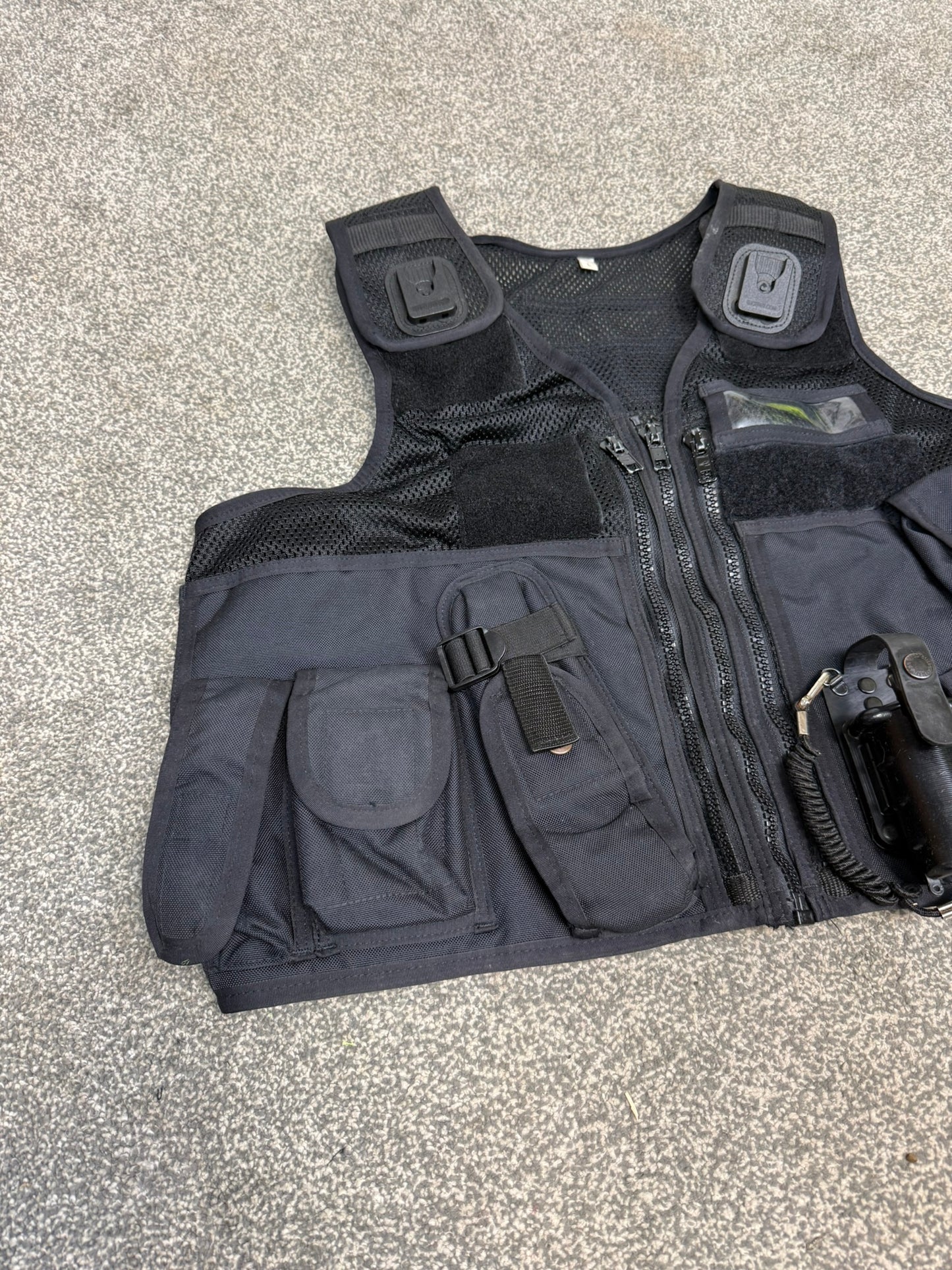 Ex Police Black Arktis Tactical Utility Vest & Pouches Security Airsoft - LARGE