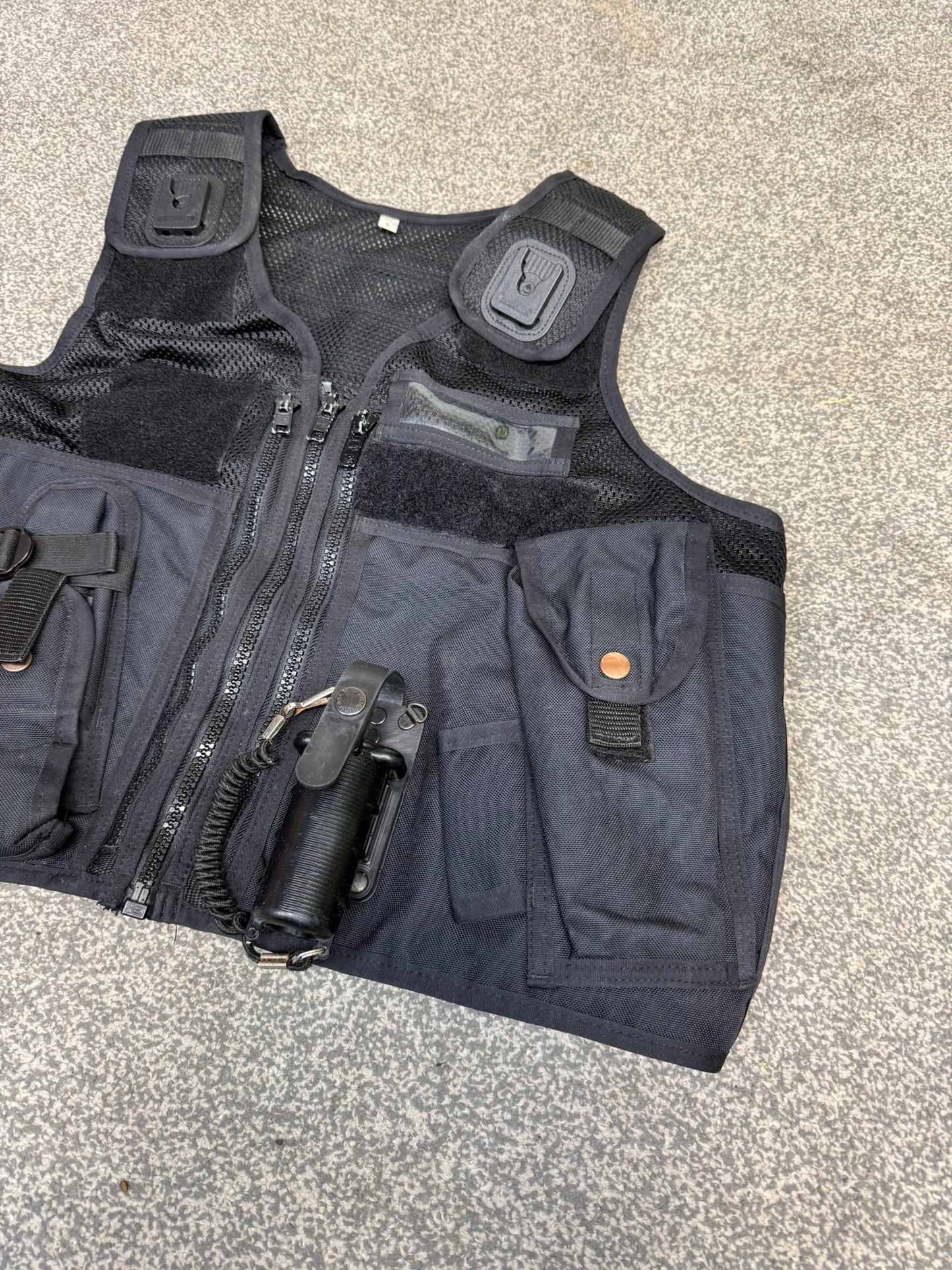 Ex Police Black Arktis Tactical Utility Vest & Pouches Security Airsoft - LARGE