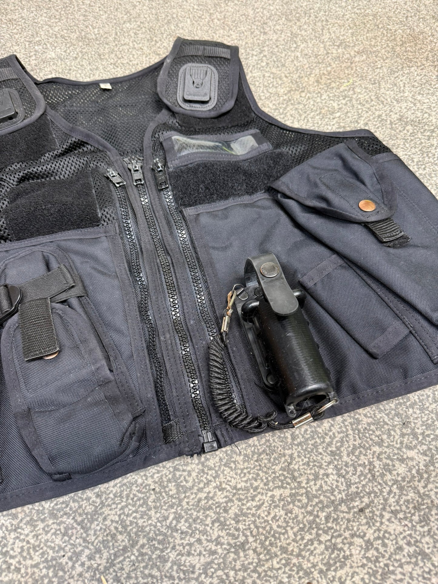 Ex Police Black Arktis Tactical Utility Vest & Pouches Security Airsoft - LARGE