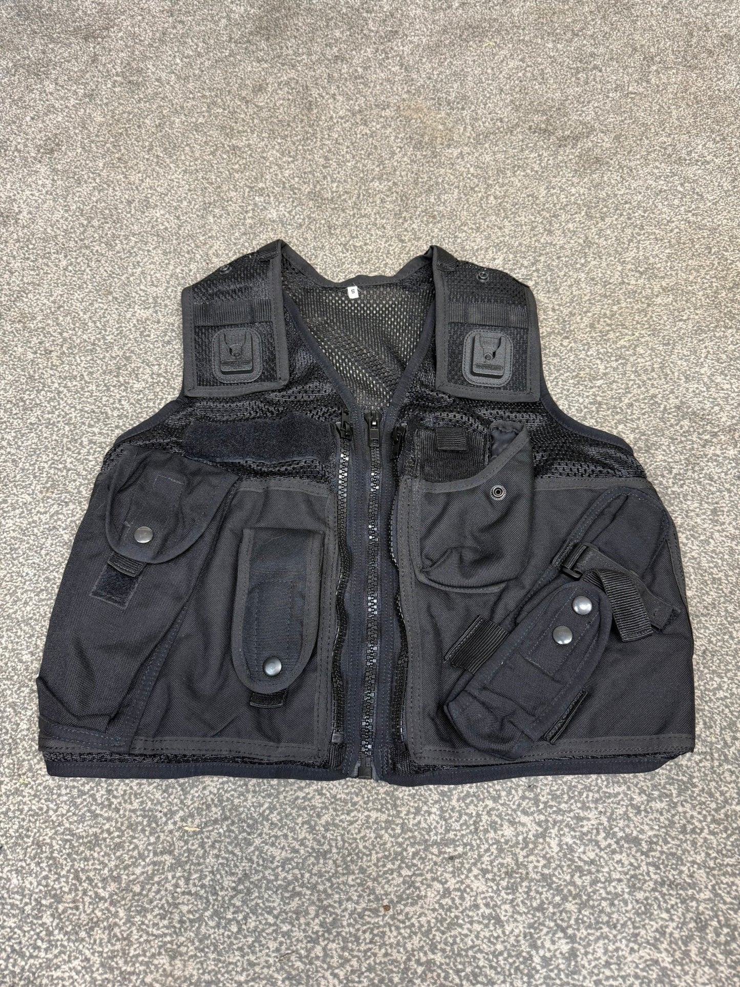 Ex Police Black Tactical Vest Utility Equipment Vest Security Patrol Airsoft - SMALL
