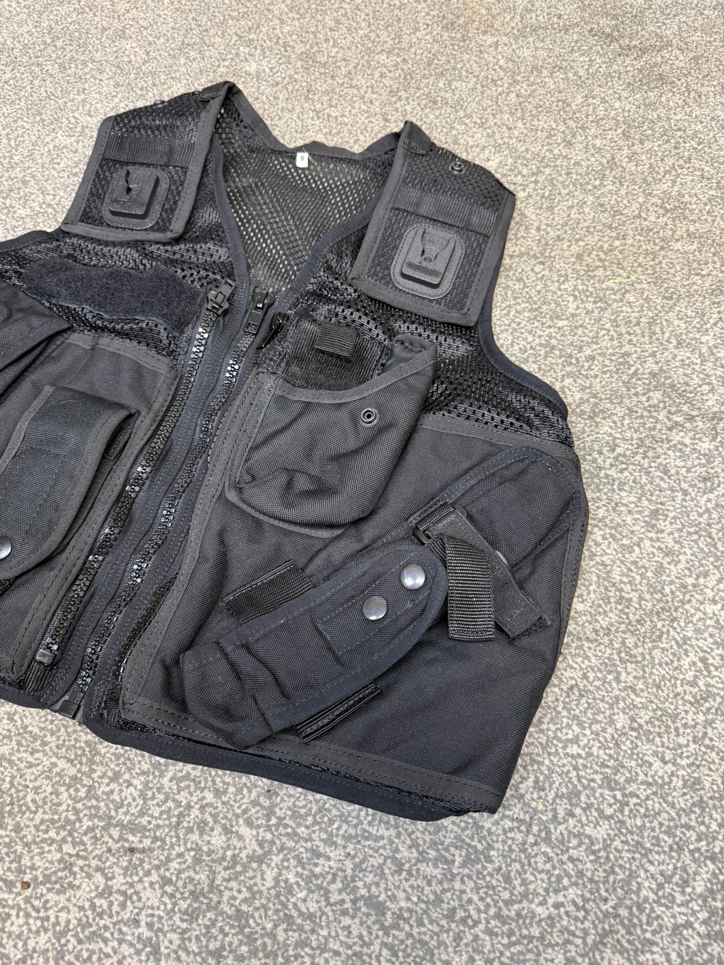 Ex Police Black Tactical Vest Utility Equipment Vest Security Patrol Airsoft - SMALL