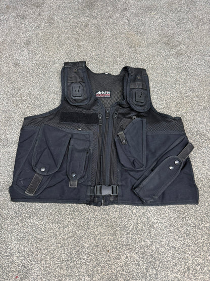 Ex Police Black Arktis Tactical Vest Utility Equipment Vest Security Patrol Airsoft - LARGE