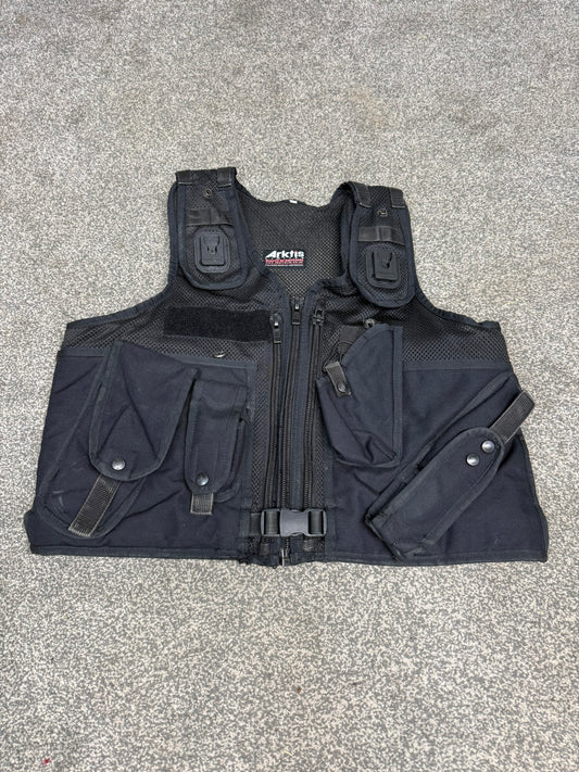 Ex Police Black Arktis Tactical Vest Utility Equipment Vest Security Patrol Airsoft - LARGE