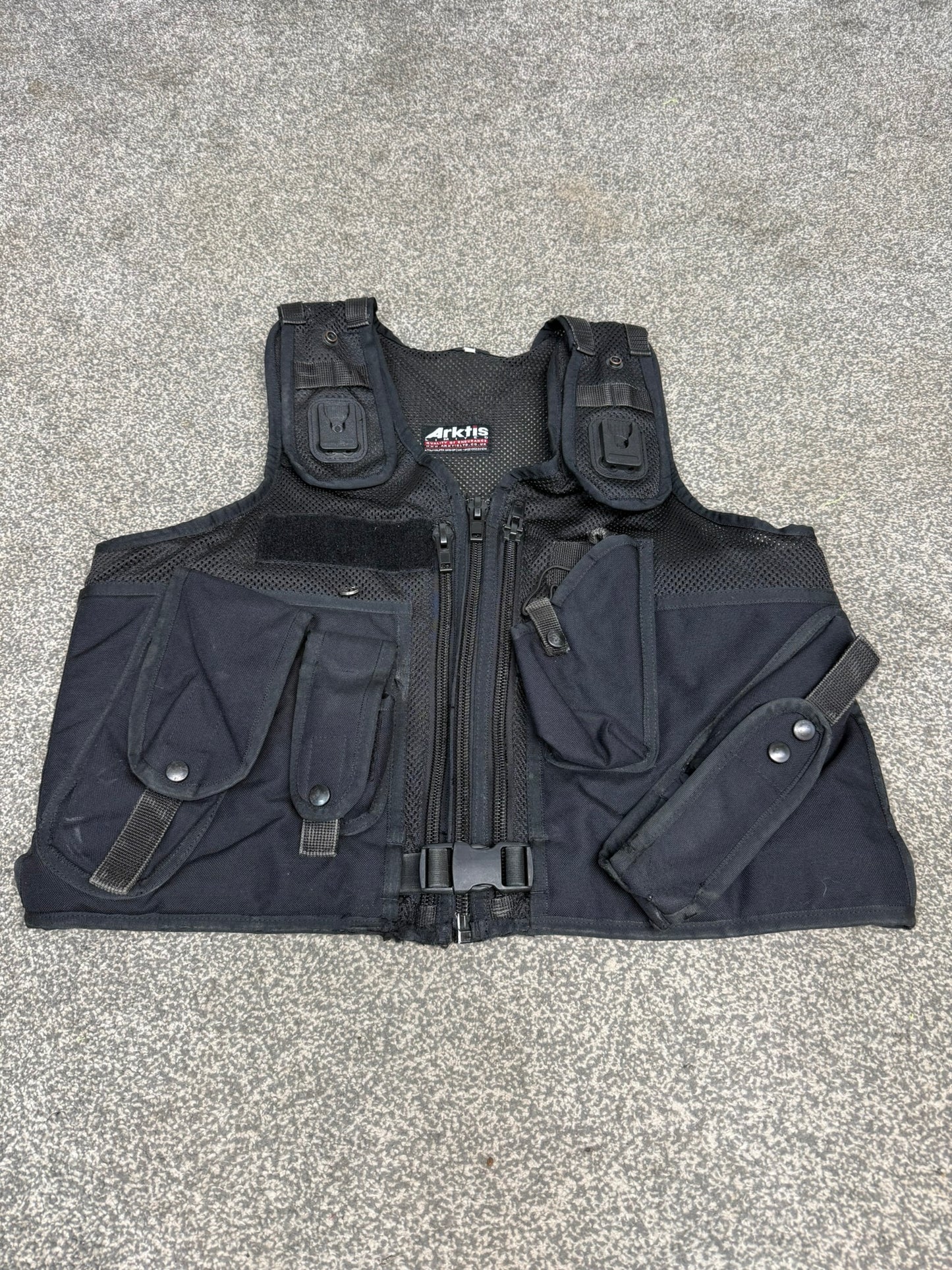 Ex Police Black Arktis Tactical Vest Utility Equipment Vest Security Patrol Airsoft - LARGE