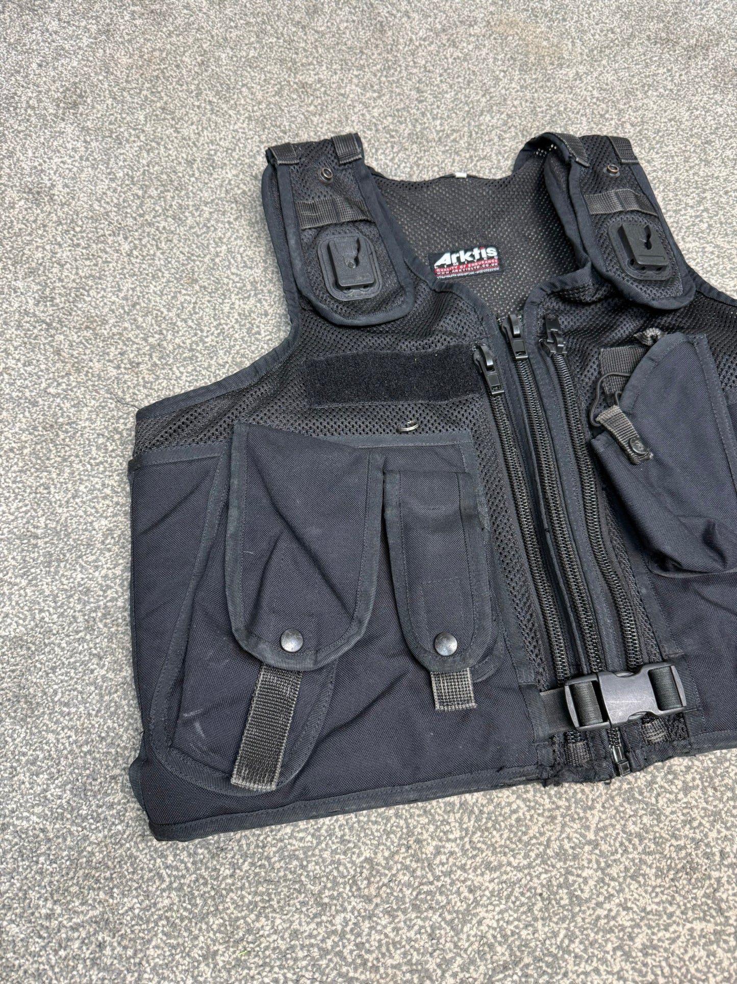 Ex Police Black Arktis Tactical Vest Utility Equipment Vest Security Patrol Airsoft - LARGE