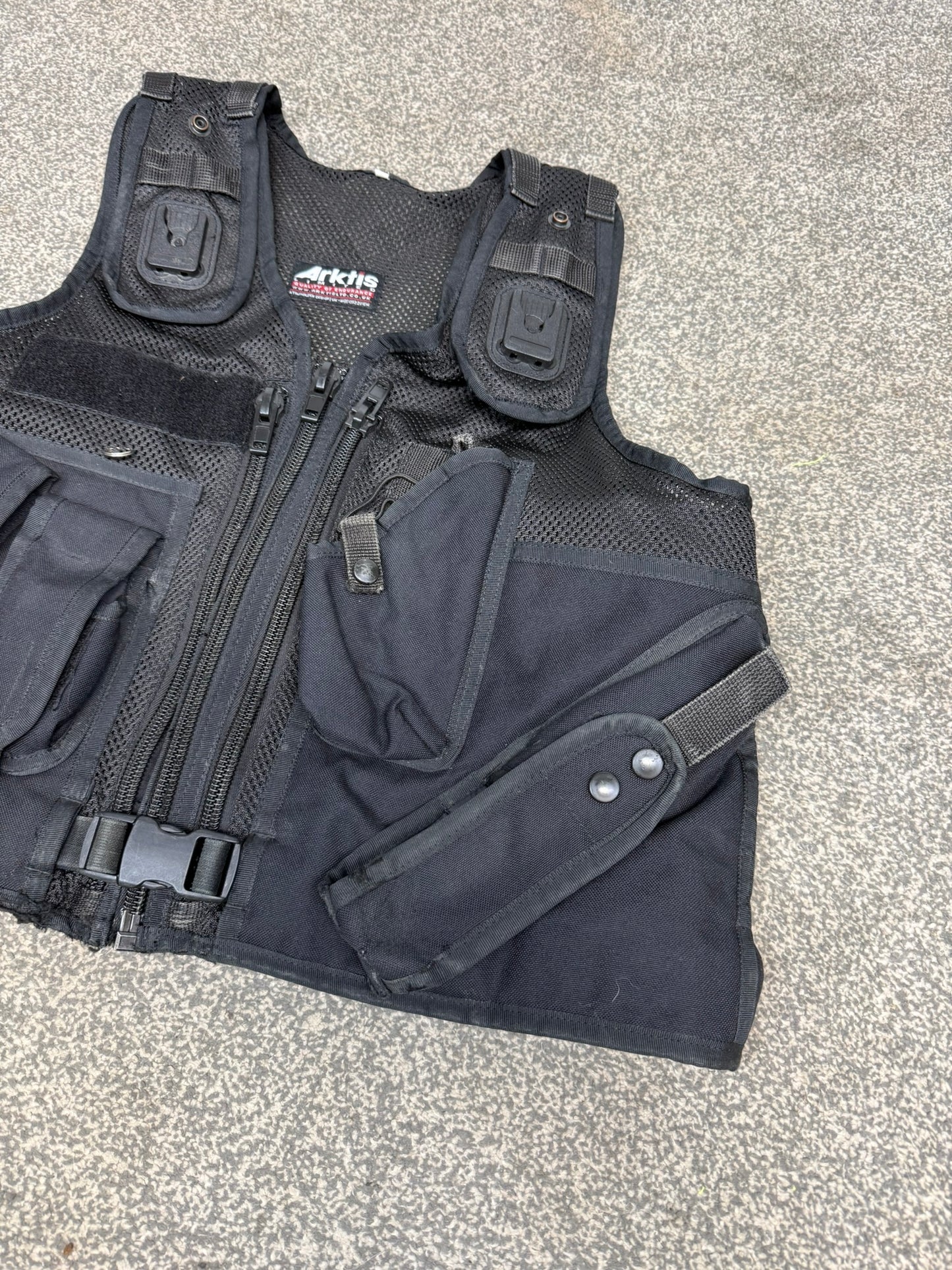 Ex Police Black Arktis Tactical Vest Utility Equipment Vest Security Patrol Airsoft - LARGE