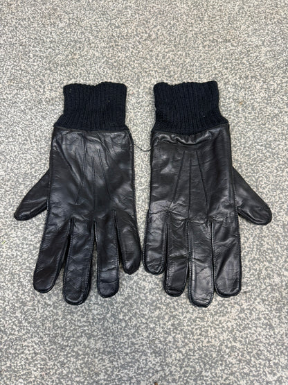 Ex Police Leather Gloves Knitted Cuff Driving Security SIA