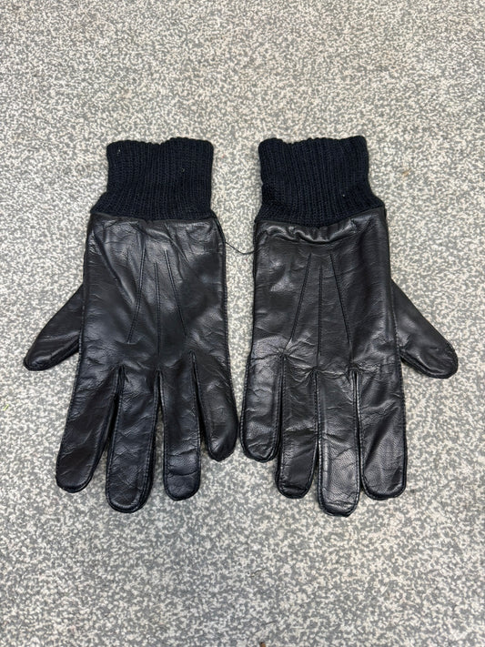 Ex Police Leather Gloves Knitted Cuff Driving Security SIA