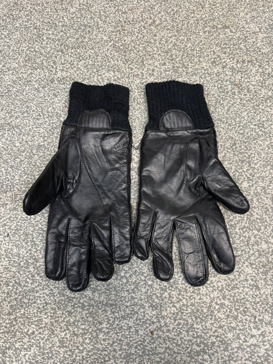 Ex Police Leather Gloves Knitted Cuff Driving Security SIA