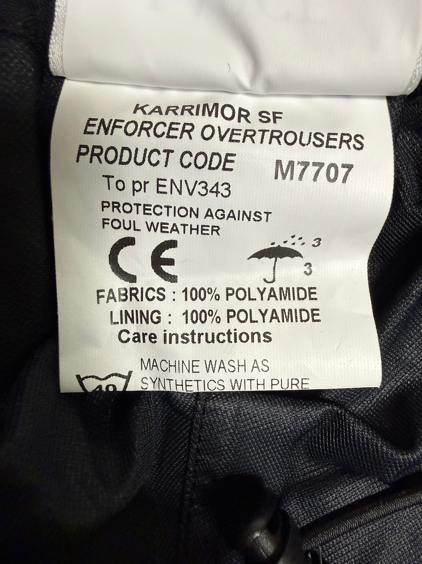 Ex Police Karrimor SF Enforcer Waterproof Over Trousers Wet Weather Security Hiking Walking