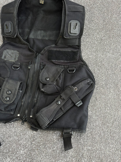 Ex Police Black Protec Tac Vest utility Vest BADGED Medium - Film TV Uniform Collector Display