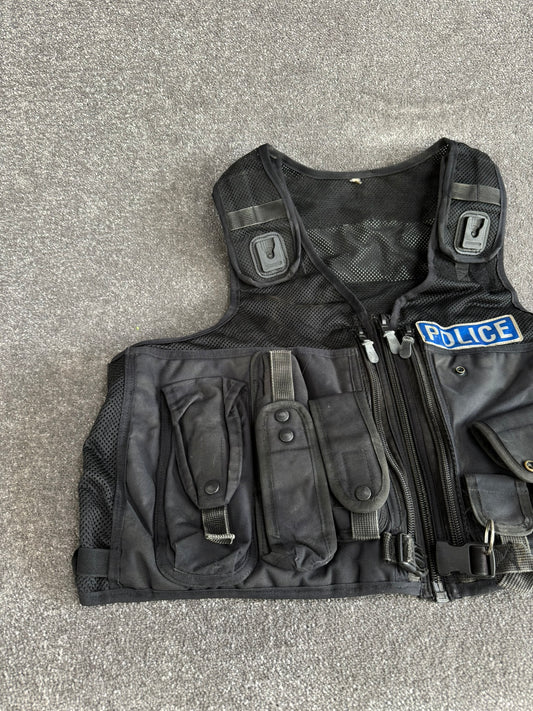 Ex Police Arktis Black Tactical Utility Taser Vest BADGED - XXL TV Film Uniform Display