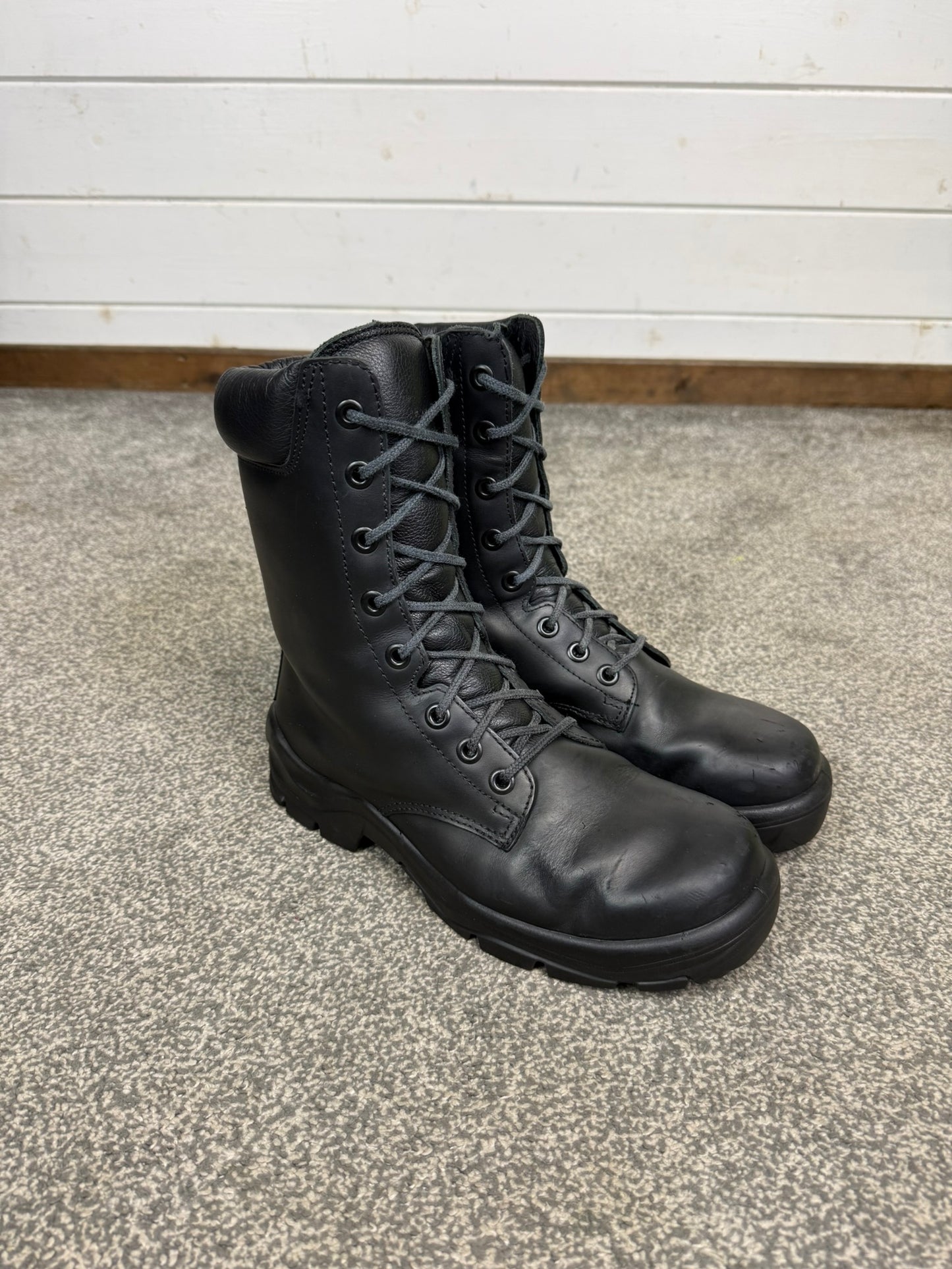 Ex Police Black Leather Boots Bata Industrials Safety Steel Toe UK 7