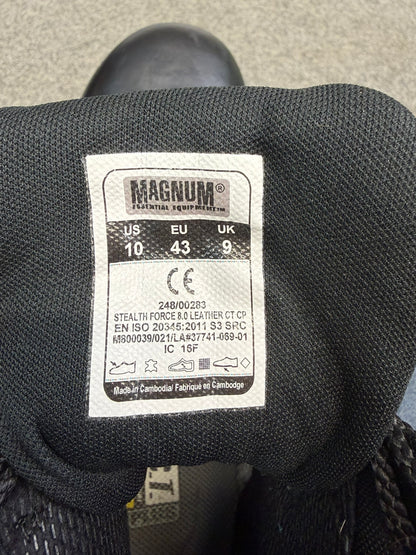 Magnum Stealth Force 8.0 Combat Boots Black Leather UK 9 Ex Police Security