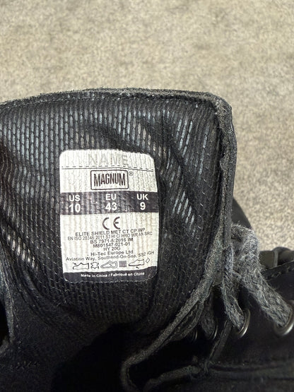 Magnum Elite Shield Met Black Leather Combat Boots UK 9 Ex Police Security Work