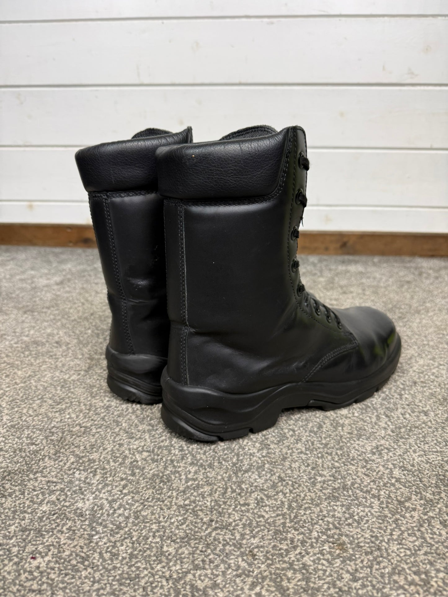 Ex Police Black Leather Boots Bata Industrials Safety Steel Toe UK 9