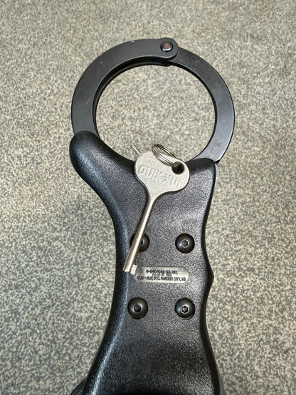 Ex Police Quik-Kuf Black Rigid Handcuffs Cuffs & Key Security Collector Display