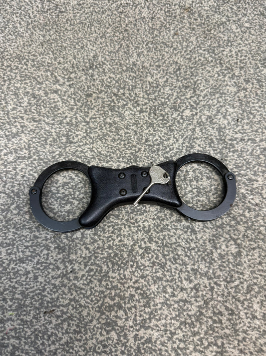 Ex Police Quik-Kuf Black Rigid Handcuffs Cuffs & Key Security Collector Display