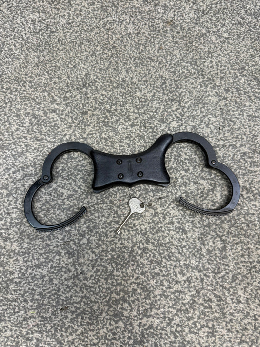 Ex Police Quik-Kuf Black Rigid Handcuffs Cuffs & Key Security Collector Display