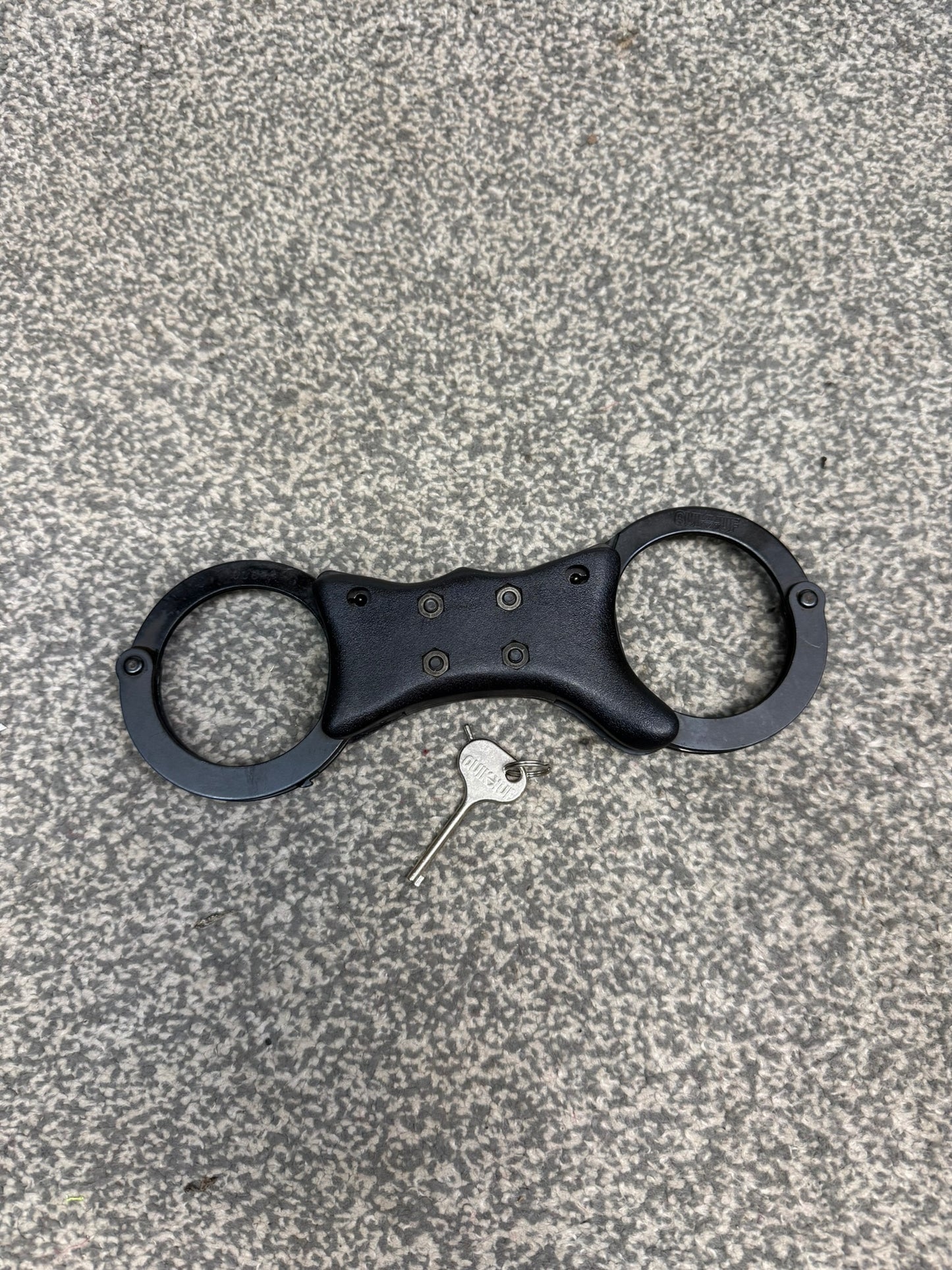 Ex Police Quik-Kuf Black Rigid Handcuffs Cuffs & Key Security Collector Display