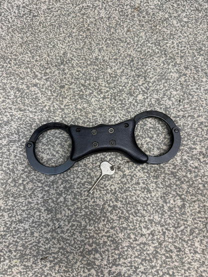 Ex Police Quik-Kuf Black Rigid Handcuffs Cuffs & Key Security Collector Display