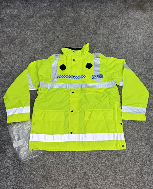 NEW Ex Police Hi Vis Waterproof Anorak Coat Jacket BADGED - X Large Collector Display Film TV Uniform