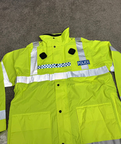 NEW Ex Police Hi Vis Waterproof Anorak Coat Jacket BADGED - X Large Collector Display Film TV Uniform