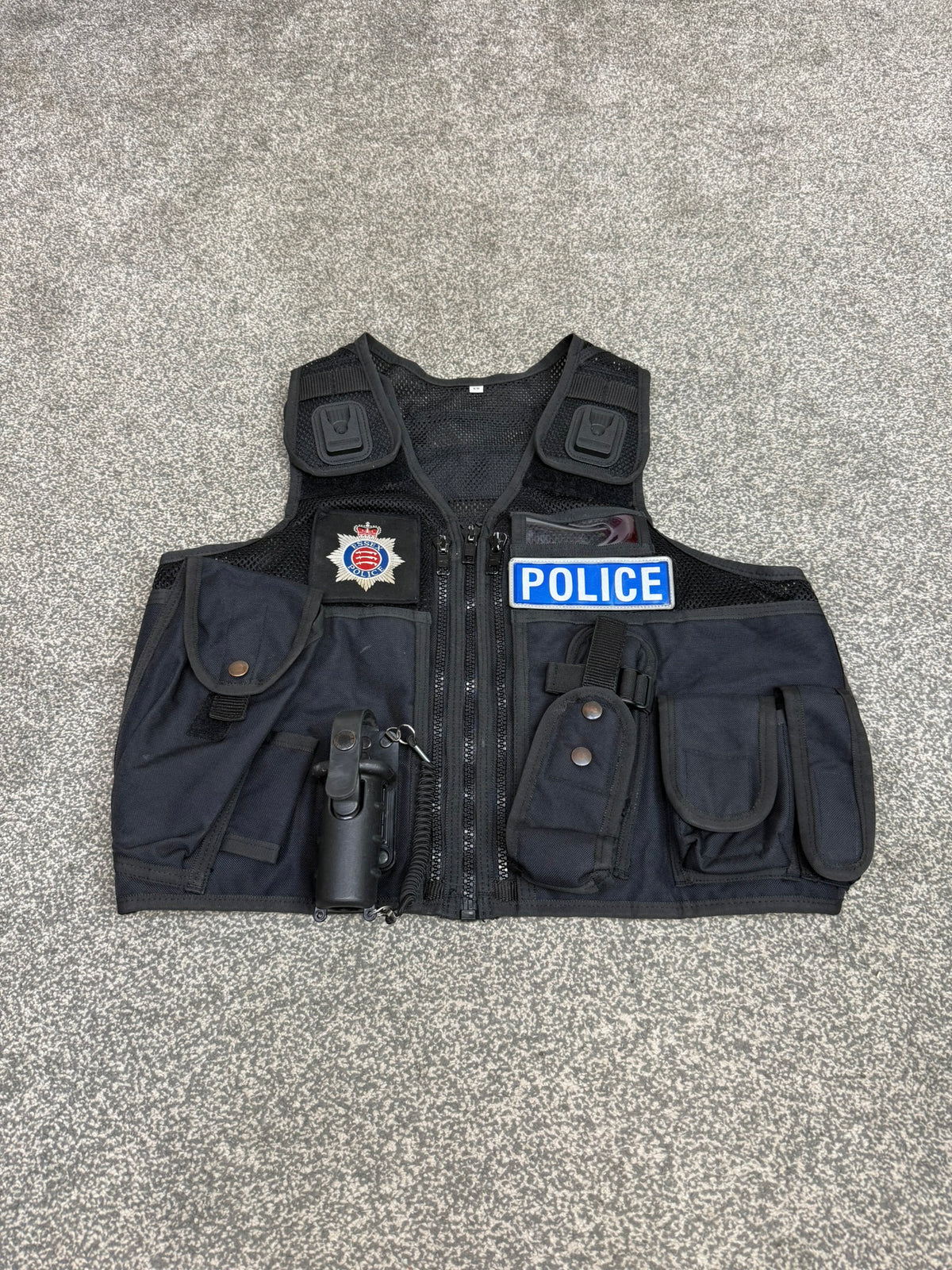 Ex Essex Police Black Arktis Tactical Utility Vest & Pouches Security Airsoft - X SMALL