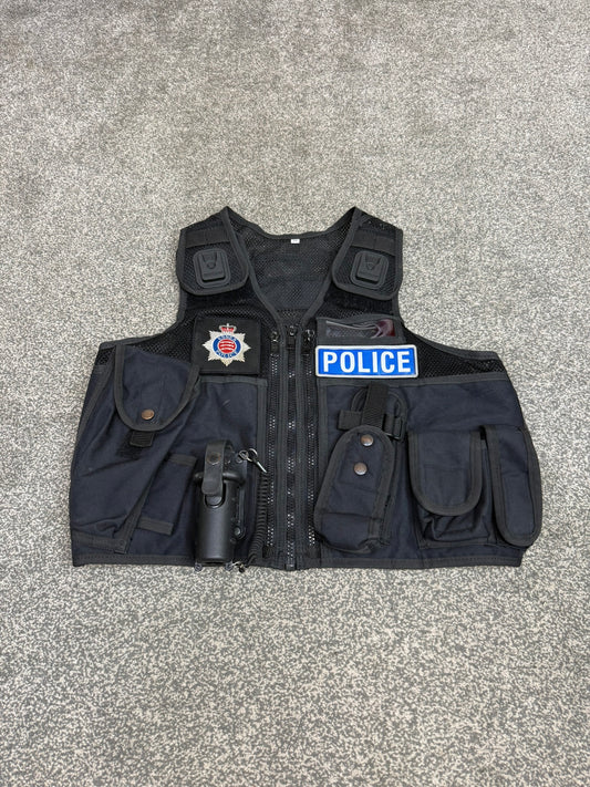 Ex Essex Police Black Arktis Tactical Utility Vest & Pouches Security Airsoft - X SMALL