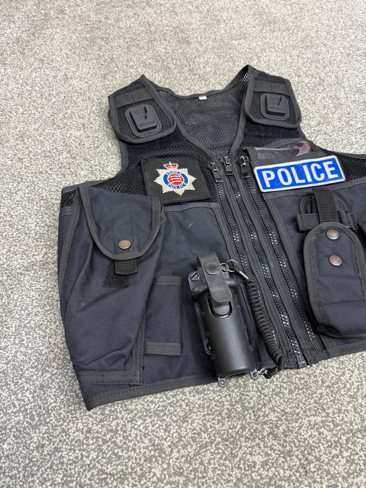 Ex Essex Police Black Arktis Tactical Utility Vest & Pouches Security Airsoft - X SMALL