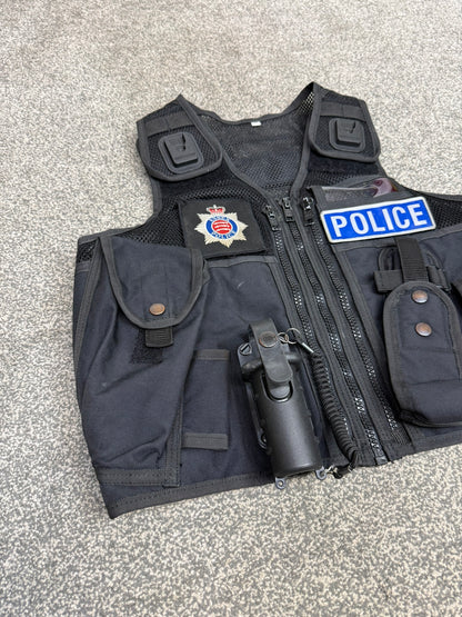 Ex Essex Police Black Arktis Tactical Utility Vest & Pouches Security Airsoft - X SMALL
