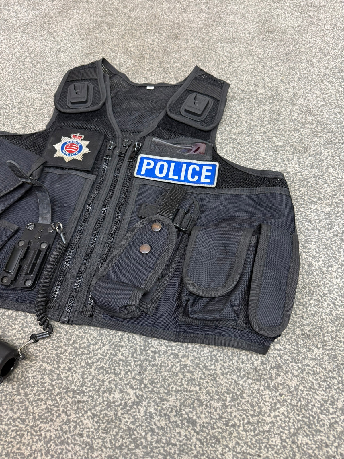 Ex Essex Police Black Arktis Tactical Utility Vest & Pouches Security Airsoft - X SMALL