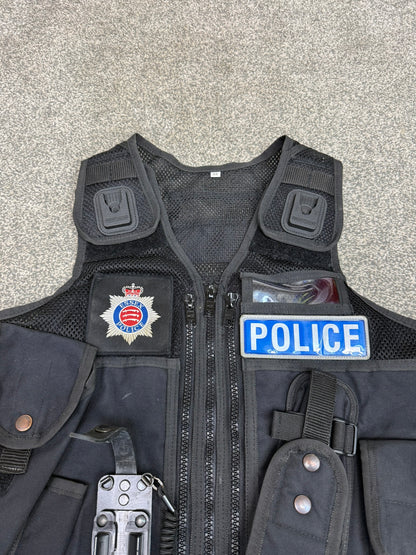 Ex Essex Police Black Arktis Tactical Utility Vest & Pouches Security Airsoft - X SMALL