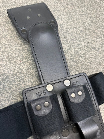 Ex Police MP5 Leather Double Mag Ammo Pouch Drop Leg Belt Attachment