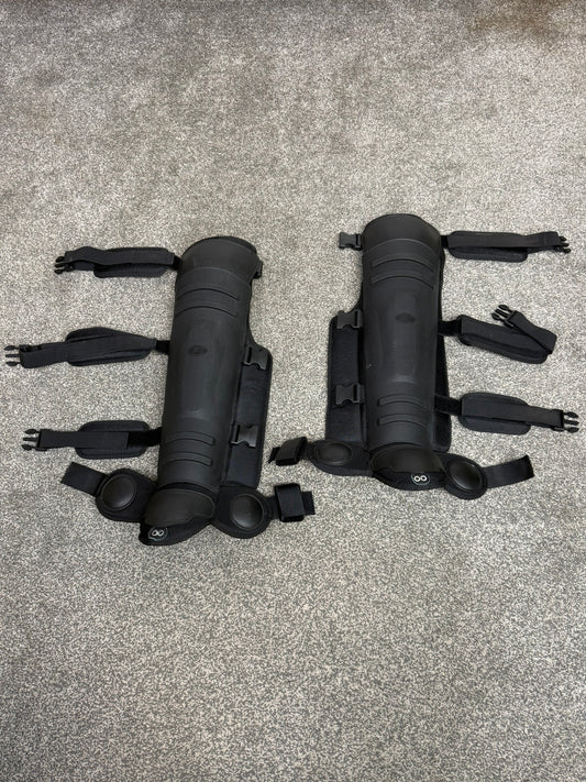 Ex Police Riot Knee Leg Foot Guards PAIR Public Order Guards Airsoft Paintball Cosplay